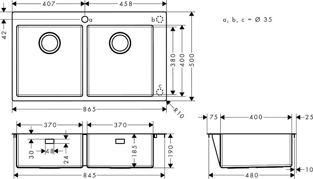 Кухонная мойка Hansgrohe S71 S711-F765 43303800