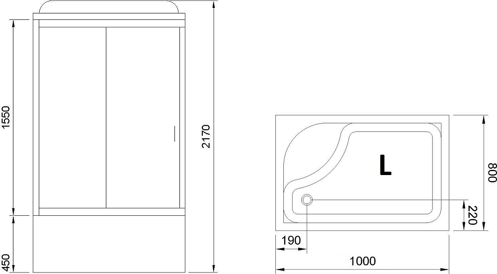 Душевая кабина 100х80 см Royal Bath BP RB8100BP1-T-L стекло прозрачное