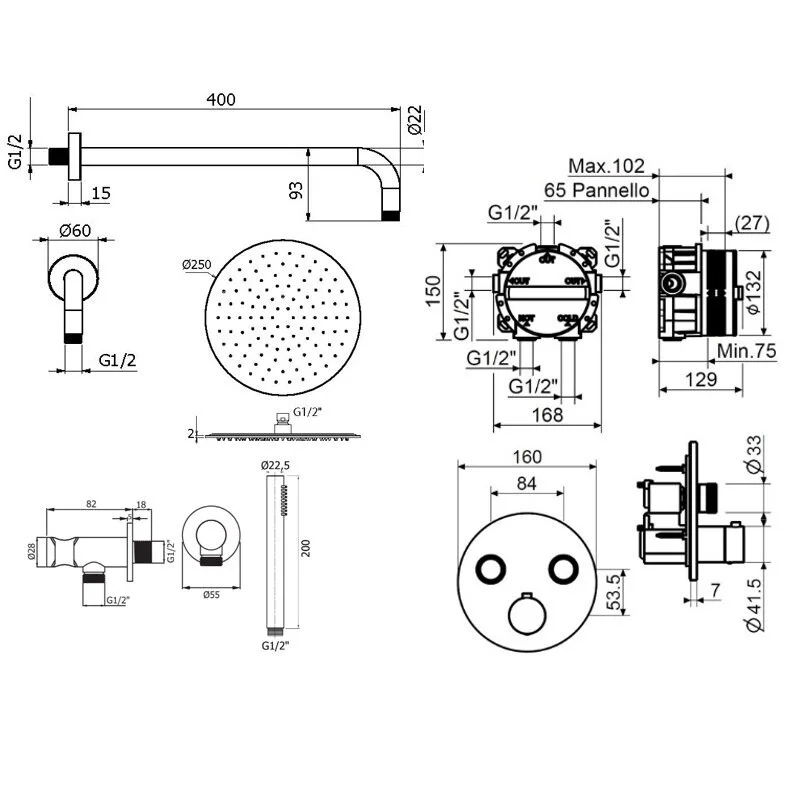 Душевая система Plumberia Selection Psbox KITPSB02NO черный