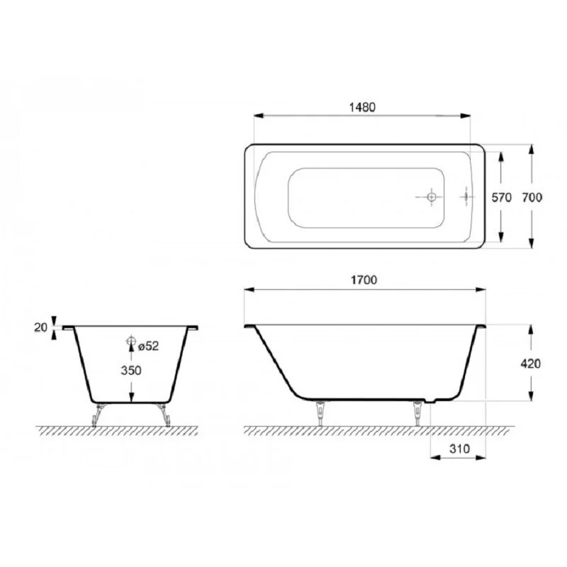 Чугунная ванна Delice Prestige DLR230624R-AS белый