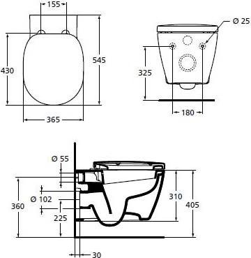 Комплект Ideal Standard W880101 унитаз + инсталляция с кнопкой смыва