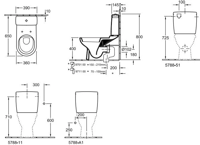 Напольный унитаз Villeroy&Boch O.novo, крышка микролифт, 56581001/5788S101/9M38S101