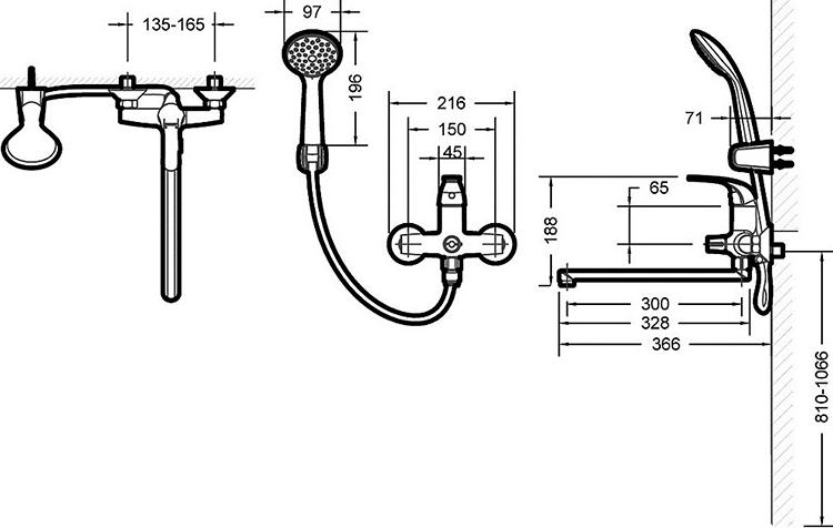 Смеситель Bravat Fit 7F6135188CP-LB-RUS универсальный