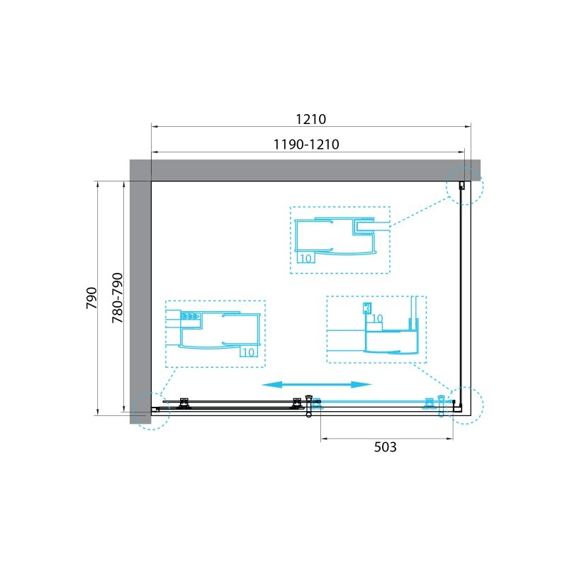 Душевой уголок BelBagno UNO-195-AH-1-120/80-C-NERO 120x80, профиль черный, стекло прозрачное