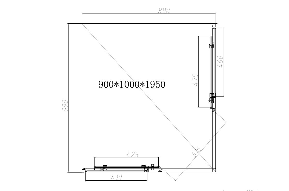 Душевой уголок Vincea Slim-N VSS-4SN9010CLB 100x90, черный, стекло прозрачное