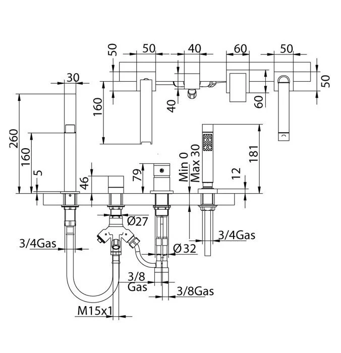 Смеситель для ванны с душем Bandini Ice Cube 2 766340PN05 хром