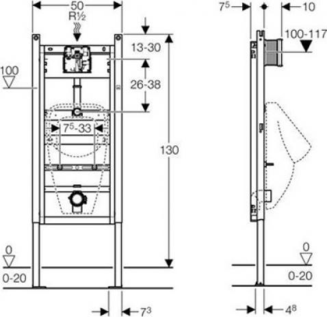 Инсталляция Geberit Duofix Basic 111.665.00.5 для писсуара