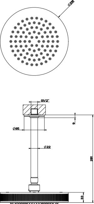 Верхний душ с кронштейном Gessi Inciso 58186#031, хром