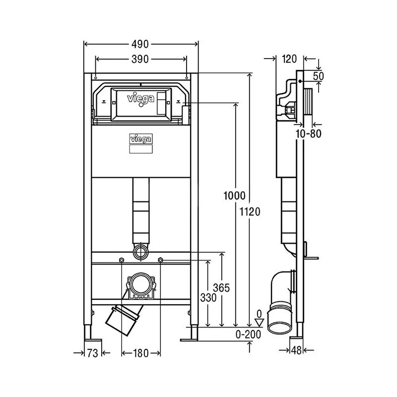 Инсталляция Viega с унитазом Duravit D-Code 45350900A1, сиденье микролифт, комплект