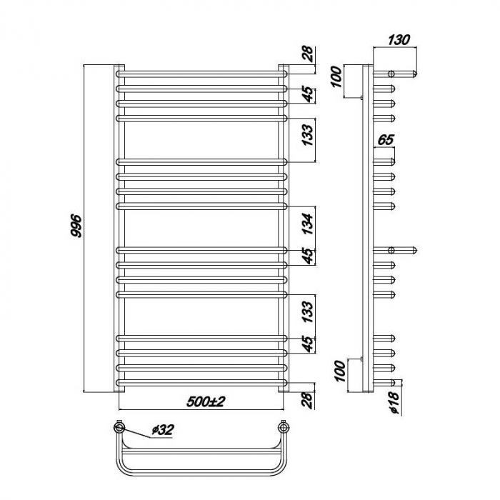 Полотенцесушитель водяной 50x100 см Ravak Optima X04000083686, хром