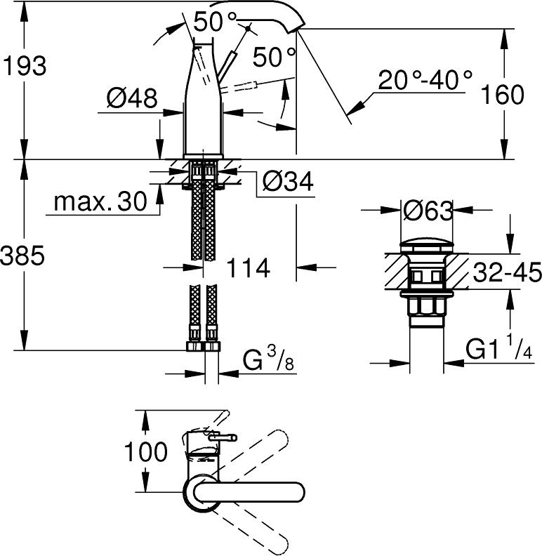 Смеситель для раковины Grohe Essence 23798001