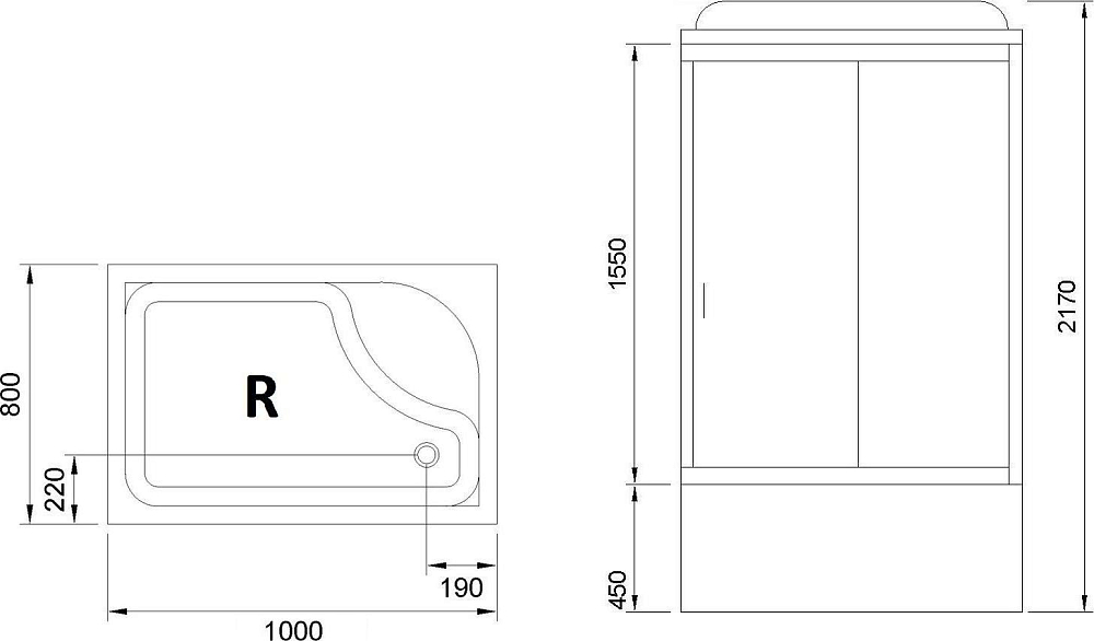 Душевая кабина 100х80 см Royal Bath BP RB8100BP3-WT-CH-R стекло прозрачное с гидромассажем