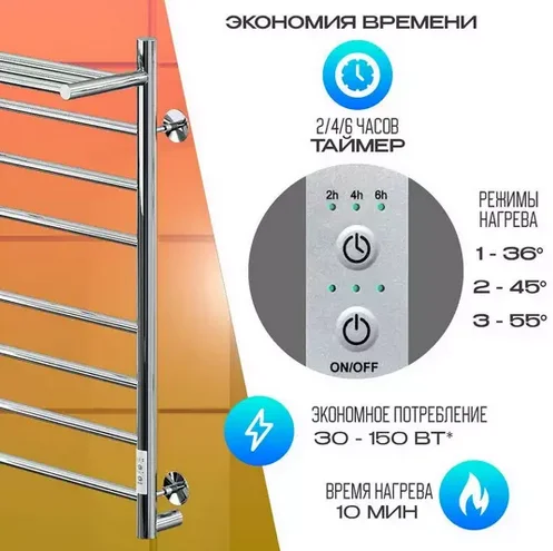 Полотенцесушитель электрический Ника Way-2 WAY-2 100/50 с/п U хром