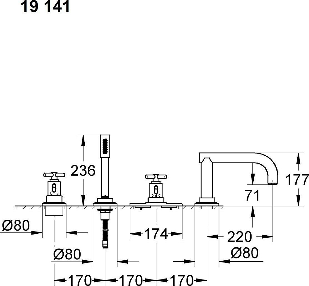 Смеситель для ванны Grohe Atrio 19141000