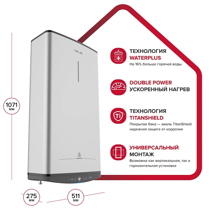 Настенный накопительный электрический водонагреватель Ariston ABSE VLS PRO PW 80