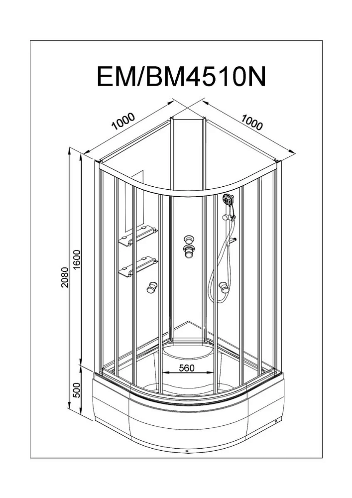 Душевая кабина Deto Bm BM4510NBLACK