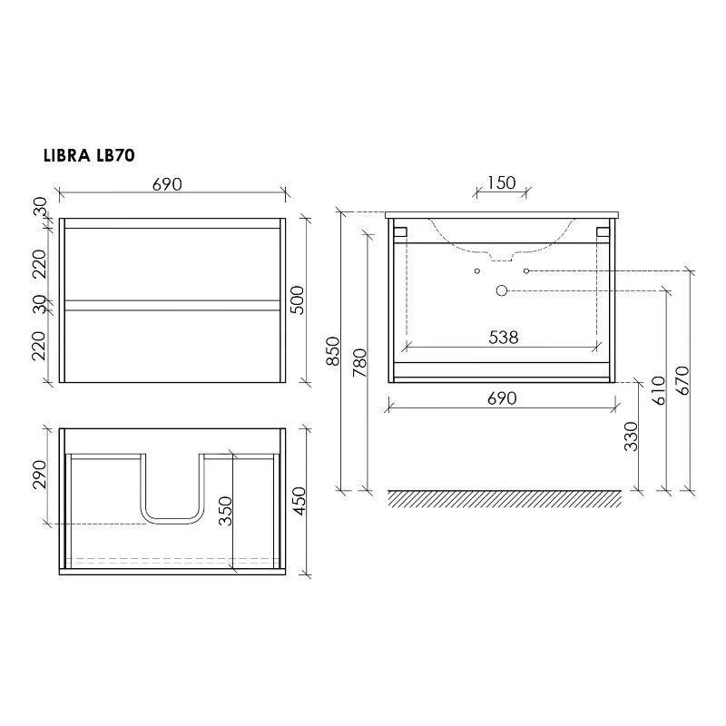 Тумба под раковину Sancos Libra LB70W белый