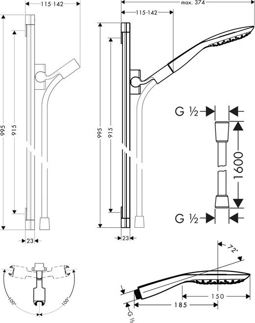 Душевой гарнитур Hansgrohe PuraVida 27853400