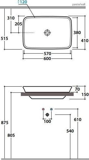 Раковина 60 см Globo Relais RE060.BI*0