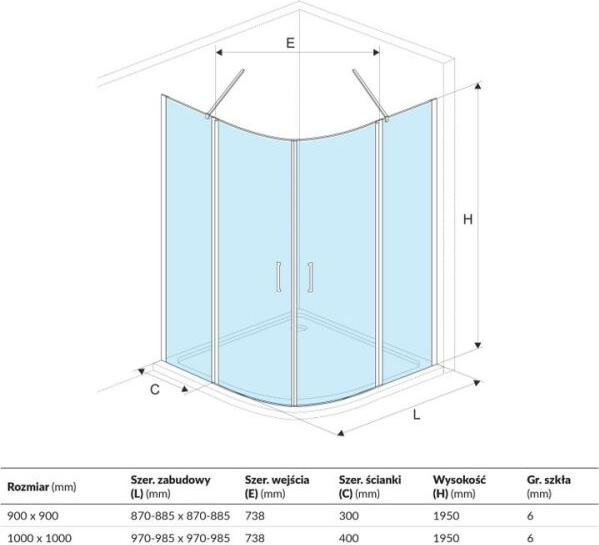 Душевой уголок Excellent Mazo 100x100см KAEX.3001.1010.1010.LP стекло прозрачное/хром