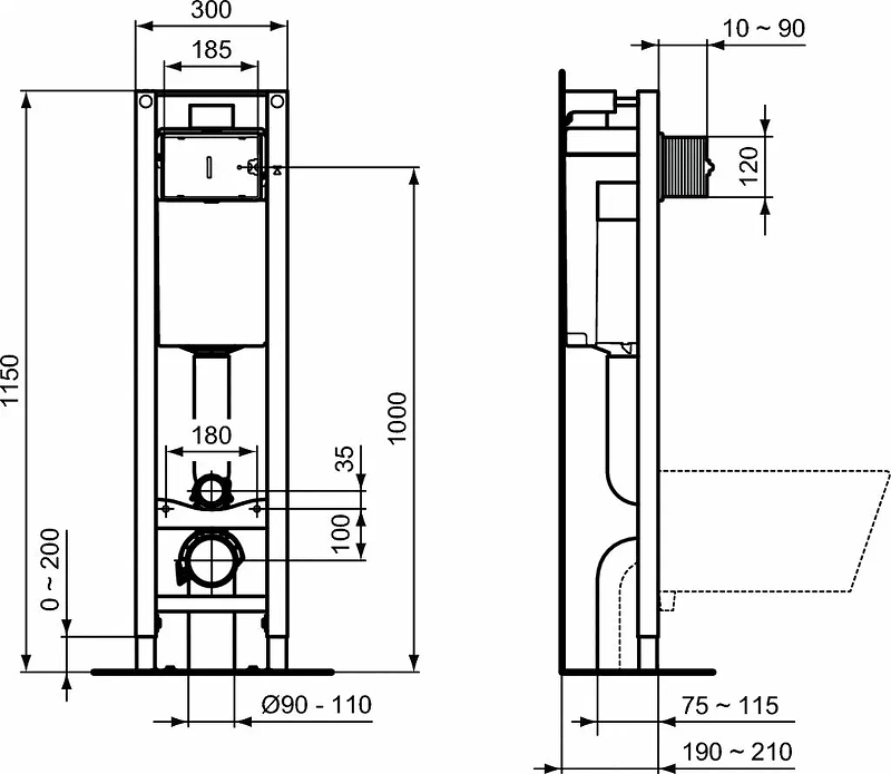 Комплект инсталляция с подвесным унитазом Ideal Standard Exacto X022601 с сиденьем микролифт