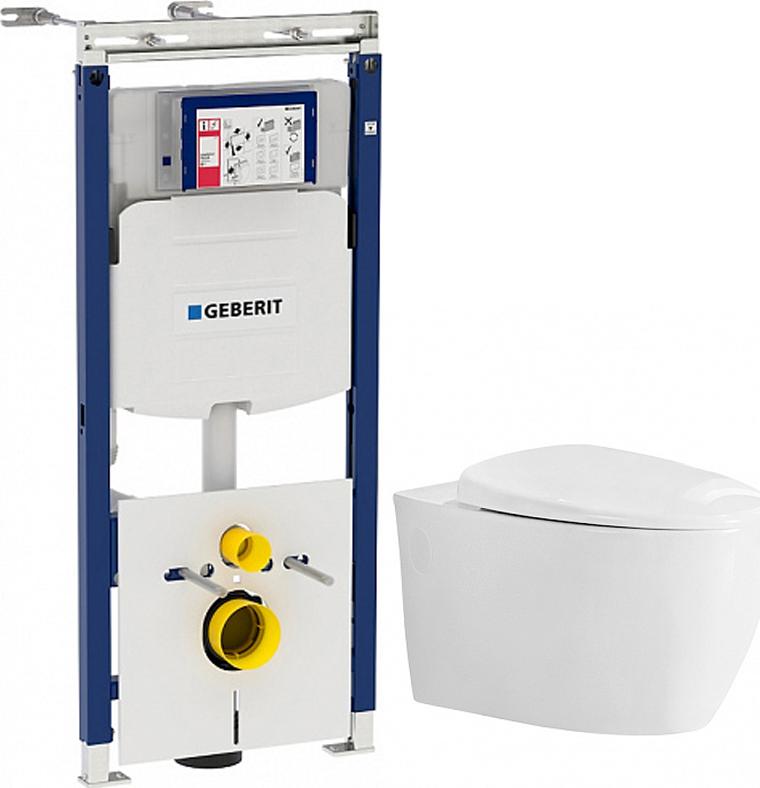 Комплект инсталляции Geberit Duofix Sigma 12 Plattenbau 111.362.00.5 с подвесным унитазом Jaquar Vignette VGS-WHT-81953 с крышкой-сиденьем микролифт