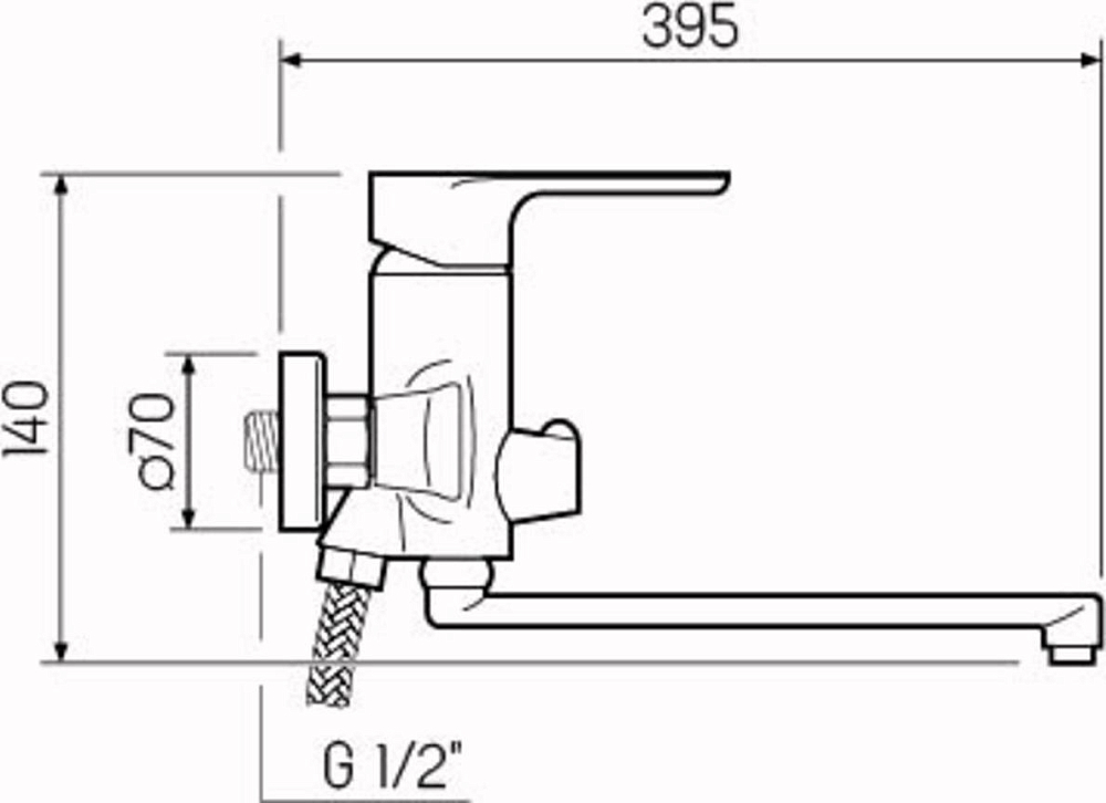 Смеситель для ванной РМС SL133-006E, хром