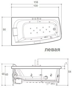 Акриловая ванна Jacuzzi Folia 9550-532A Sx/Dx белый