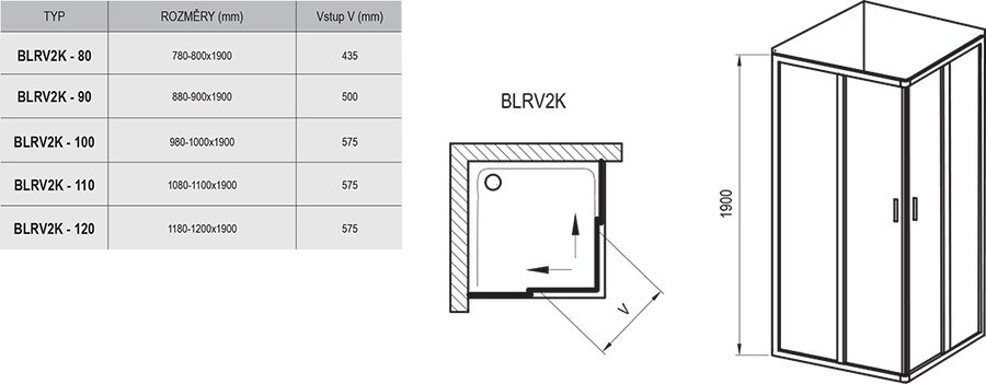 Душевой уголок Ravak Blix BLRV2K-120 блестящий + стекло грапе 1XVG0C00ZG