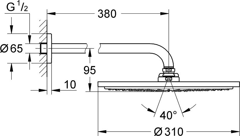 Верхний душ Grohe Rainshower Cosmopolitan 26066AL0 тёмный графит, матовый