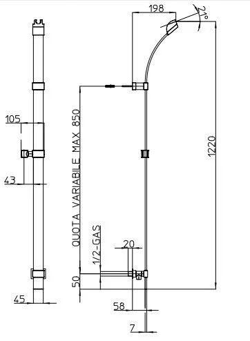 Штанга душевая Bossini D47000.030