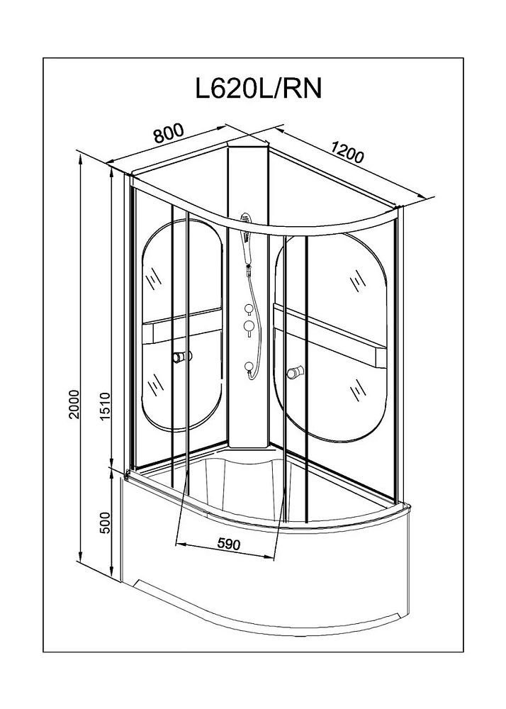 Душевая кабина Deto L L620RNLED