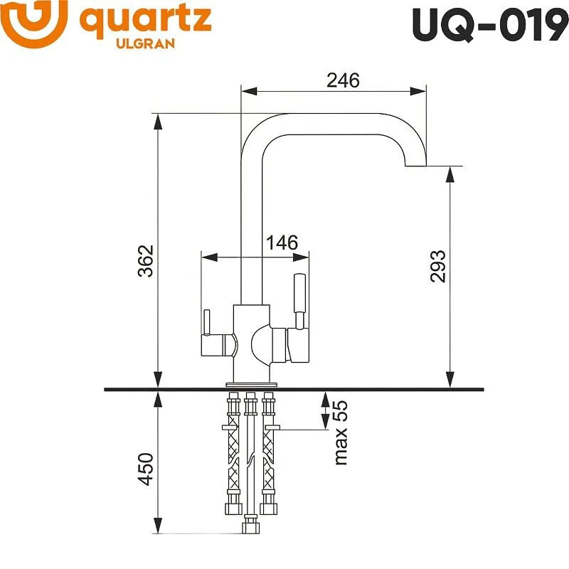 Смеситель для кухни Ulgran UQ-019 UQ-019-02 бежевый