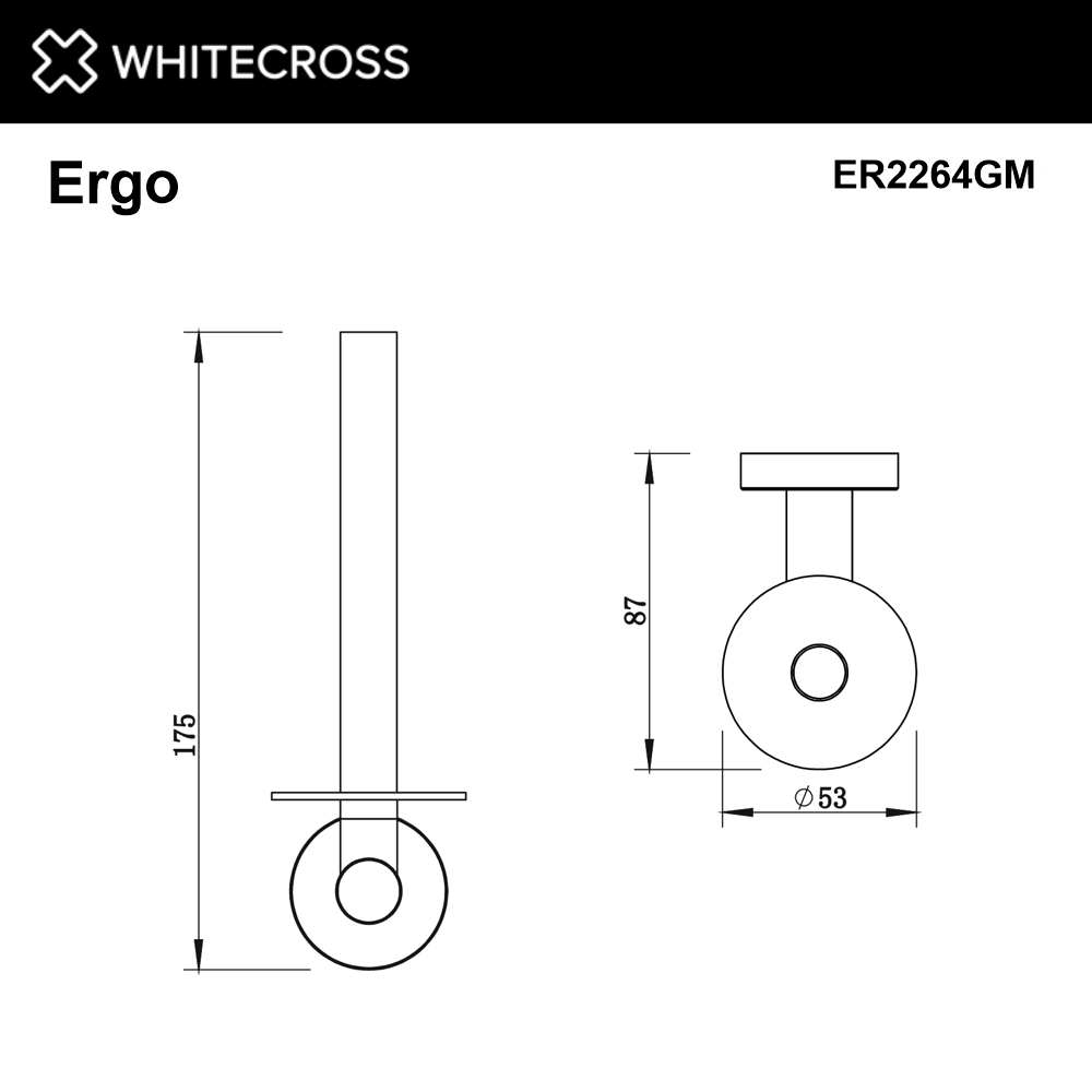 Держатель запасного рулона туалетной бумаги Whitecross Ergo ER2264GM оружейная сталь