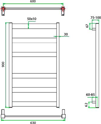 Полотенцесушитель водяной Grota Brezza 63x90