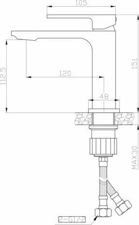 Смеситель для раковины Orange Lutz M04-021b, чёрный