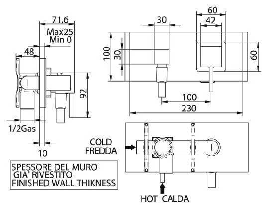 Смеситель для душа Bandini Ice Cube 754520PN00LT-1 хром, коричневый