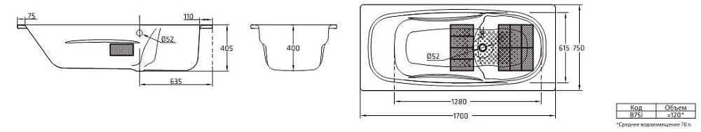 Стальная ванна BLB Universal Anatomica HG B75I SB белый