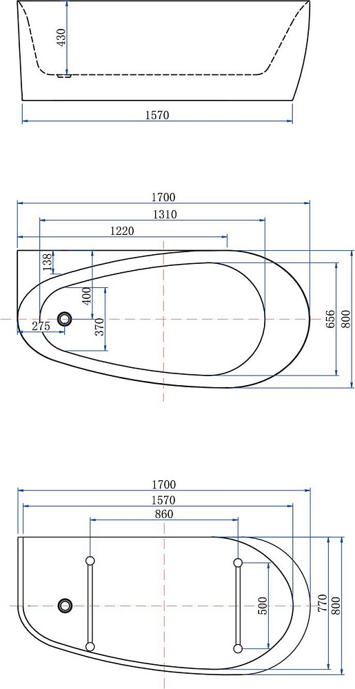 Акриловая ванна Allen Brau Priority 170x80 2.31002.21, белый матовый