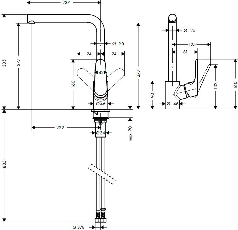 Смеситель для кухонной мойки Hansgrohe Focus 31817000, хром