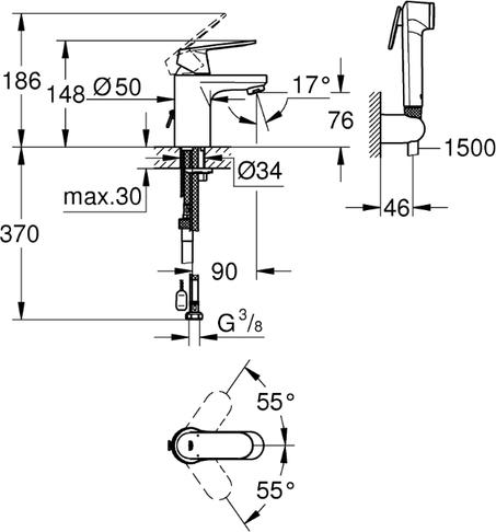 Смеситель Grohe Eurosmart Cosmopolitan 23125000 для раковины