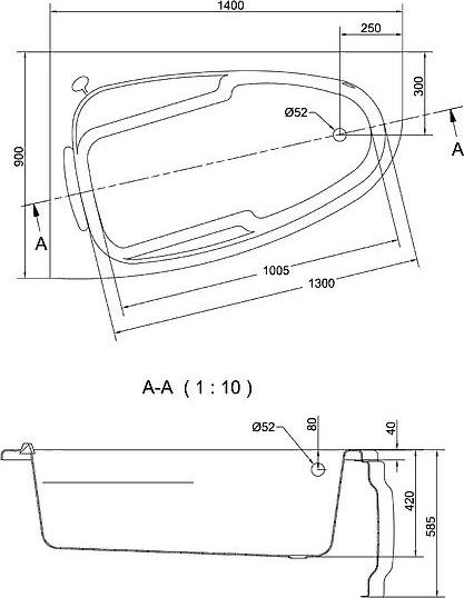 Акриловая ванна Cersanit Joanna 140х90 WA-JOANNA*140-L-W левая