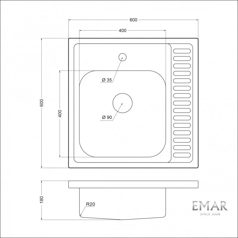 Кухонная мойка Emar Steel T6060LQ серый