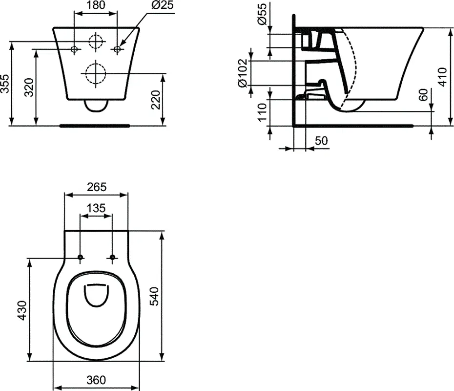 Инсталляция Ideal Standard Prosys с унитазом Connect Air AquaBlade®, P212101, сиденье микролифт, комплект