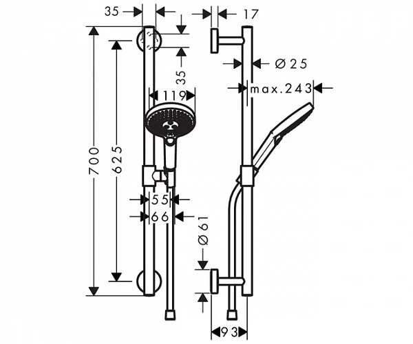 Душевой гарнитур Hansgrohe Raindance Select S 26323400 хром, белый