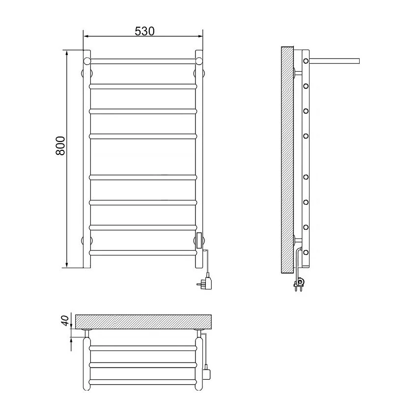 Полотенцесушитель электрический Ника Way-2 WAY-2 80/50 с/п U хром