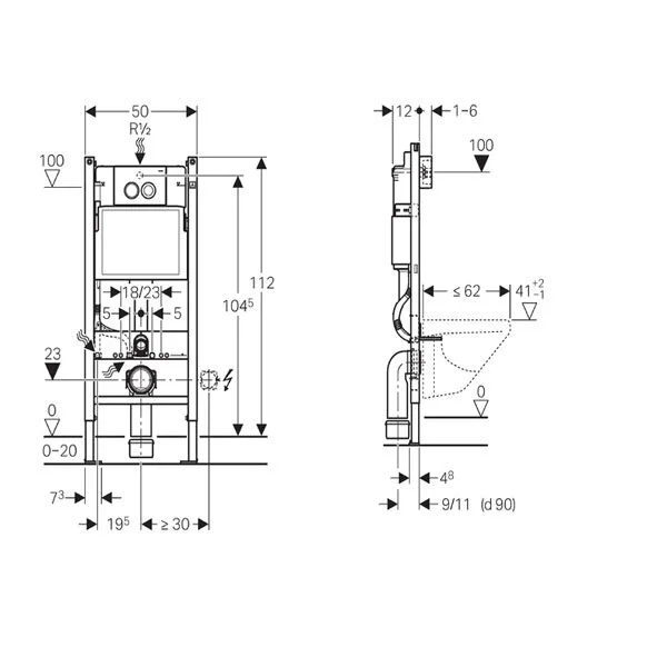 Инсталляция Geberit с безободковым унитазом Ideal Standard Tesi Aquablade T007901, сиденье микролифт, комплект