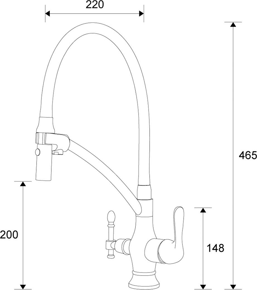 Смеситель Zorg Sanitary ZR 347-8 YF для кухонной мойки