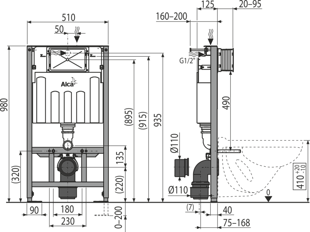 Инсталляция для унитаза AlcaPlast Sadromodul AM101/1000