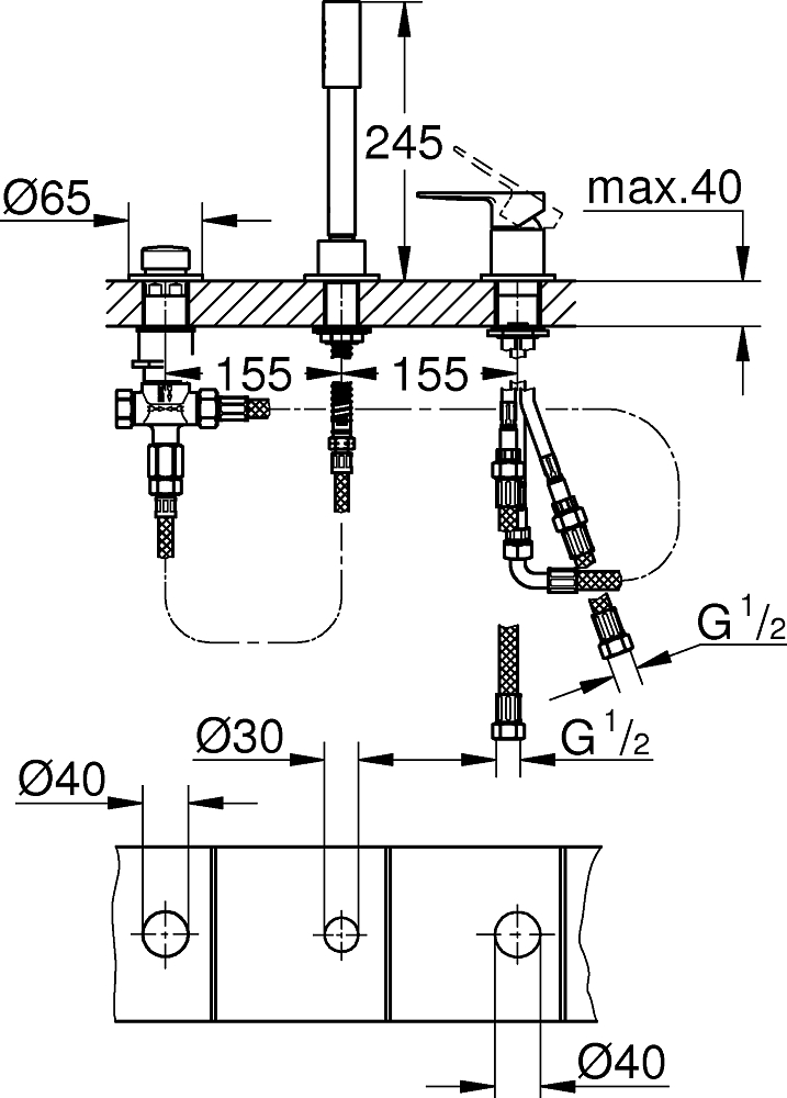 Смеситель Grohe Lineare New 19965001 на борт ванны